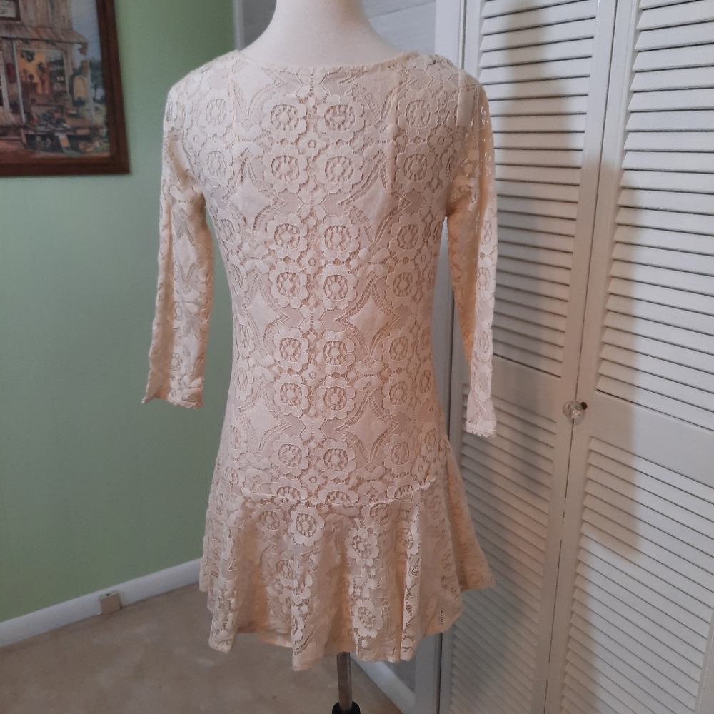 Free people lace ecru cream cotton 2 Pc dress sz 2 NWOT *Z - Picture 6 of 11